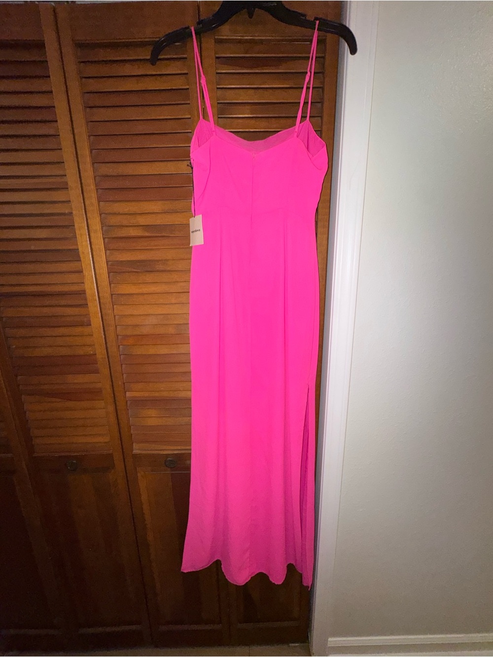 superdown Neon Pink Maxi Slip Dress with Spaghetti Straps